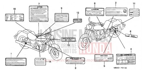 CAUTION LABEL VT750C21 de 2001